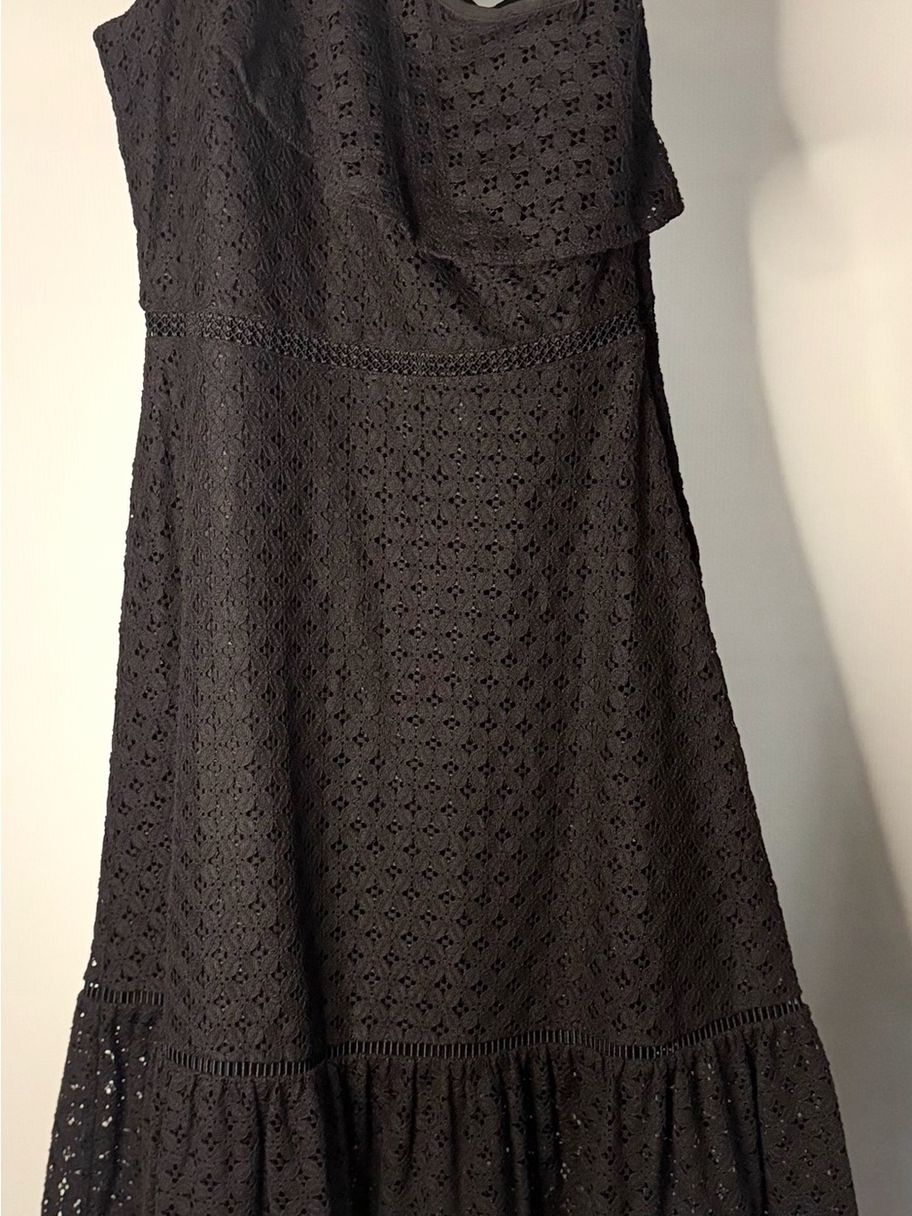 Banana Republic Strapless Black Eyelet Midi Dress